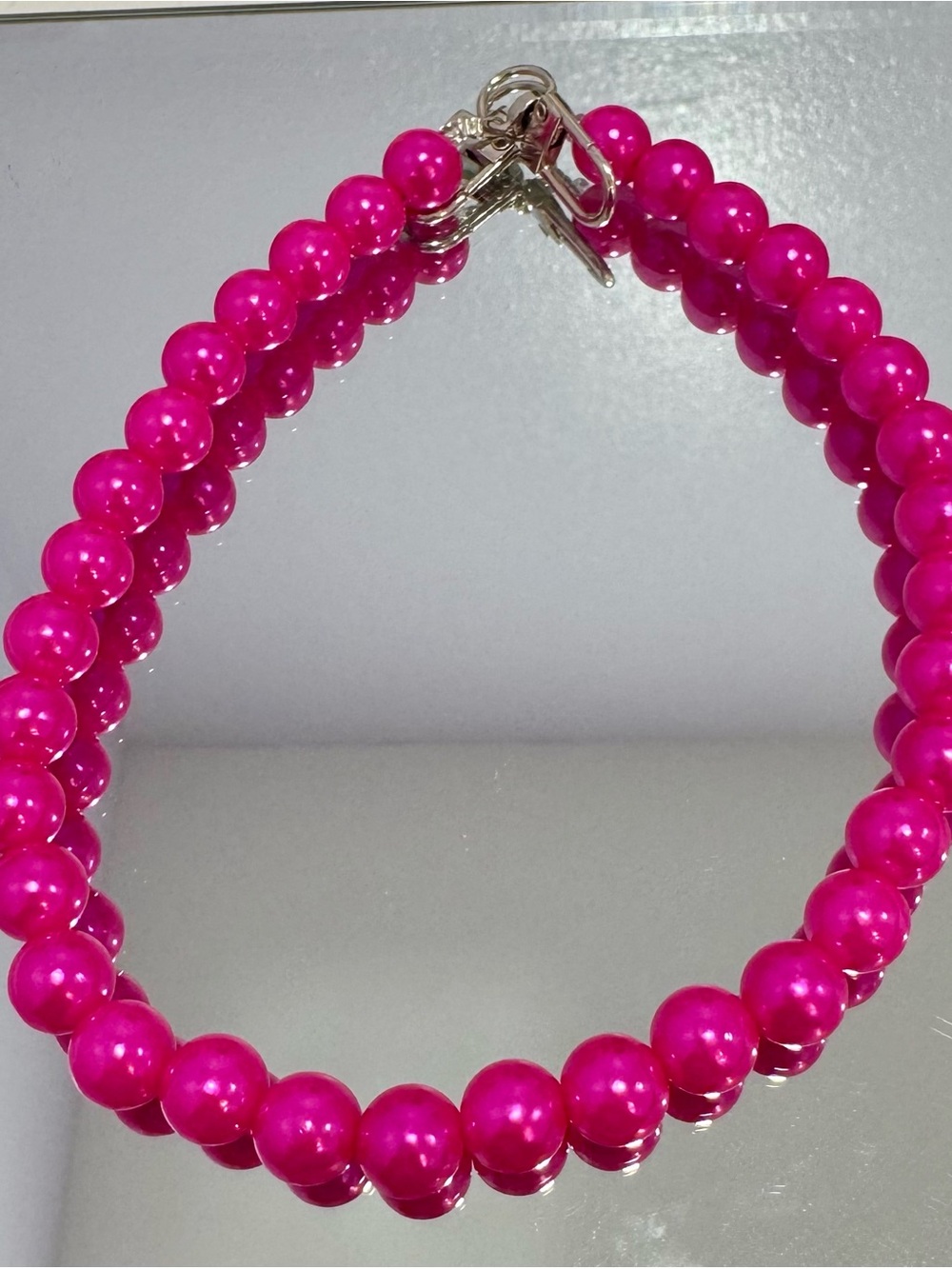 New Hot Pink Beaded Bag Chain 18 inches